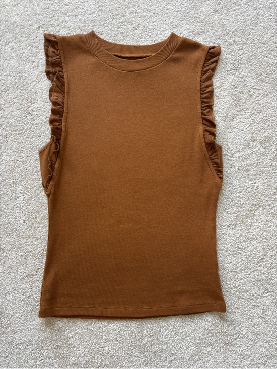 Dear John Tops - Dear John Rust Brown Ruffle Sleeve Tank Top